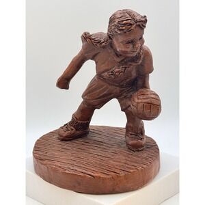 VTG 1996 Red Mill Volleyball Girl Figurine C. Bucher Pecan Shell Resin Sculpture